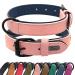 Didog soft padded dog collar made of leather hard-wearing leather dog collar with adjustable stainless metal buckle for small medium-sized and large dogs pink XL XL: 40-50 cm pink