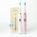 Portable Adult Travel Electric Toothbrush - Rechargeable Sonic with 3 Brush Heads & 5 Modes Timer - 48000 VPM - Pink - Buy Online on GoSupps.com