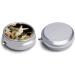 Round Pill Box with White Rabbit & Lilies | 3 Compartment Portable Pill Organizer - Decorative Metal Pocket Case - Buy Online on GoSupps.com
