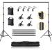 CPLIRIS Backdrop Stand, 8.5x10ft Ajustable Photo Backdrop Stand for Parties, Background Support System for Events with Spring Clamps, Backdrop Clips, Sandbag and Carry Bag 8.5x10ft V2