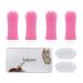 Aujzoo dog toothbrush 360 pets teeth cleaning toothbrush for dogs cat dental care silicone finger toothbrushes set from 4 03-pink