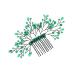 VINTORKY Green Branches and Leaves Hair Comb Crystal Bride Wedding Hair Comb Bride Crystal bridal hair comb rhinestone barrettes crystal leaf hair comb bridesmaid vintage rhinestones Metal