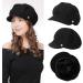 Jeff & Aimy Women's Velvet Baker Boy Cap - Black | Winter Cabbie Beret Hat - Buy Online on GoSupps.com
