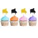 Piano Cupcake Toppers Piano Birthday Cupcake Toppers Music Themed Dessert Picks Musician/The Pianist Birthday Party Decoration - Black & Gold Glitter