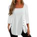 tsaChick Womens Sweatshirts UK Women's T-Shirts Side Button Tops Ladies Long Sleeve Square Neck Shirts Solid Fitted Pull On Black Hoodies Women S-XXL WYB47 White 101 XL