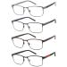 4 Pack Reading Glasses for Men Blue Light Blocking Computer Readers Anti UV Ray/Eye Strain/Glare Metal Frame Eyeglasses with Pouches(200 Magnification Strength) Black Gun Brown Grey 2.0x