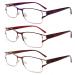 3 Pack Reading Glasses for Women Fashion Blue light Blocking Metal Frame Reading Lightweight Spring Hinge Readers 3 Mic C1 1.75 x