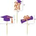 Graduation Cupcake Toppers Grad Party Decoration Food Picks Congrats Glitter Diploma Cap School Colors Supplies 24 PCS Purple Orange - Buy Online on GoSupps.com