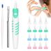 GWAWG ear wax removal tool set with 16 washable tips made of soft silicone 1 stainless steel-ear wage removal 1 spiral ear cleaner ear wax removal brush for children and