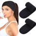 2 pieces of cosmetics hair band Spa hair band make -up chopper cosmetics front ligaments terry tonable hair protection band for sports yoga (black) black & black
