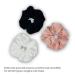 Josei 3pc Pure Silk Hair Scrunchies Set in Black, White & Pink with Rhinestones - Elastic Hair Bands for Women & Girls - Buy Online on GoSupps.com