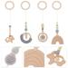 Woodsy Decor 4Pcs Hanging Baby Gym Wood Toys Set - Wooden Baby Play Gym Activity Pendant Rattles, Teething Soothers, Sensory Toys - Nursery Grey & Beige Theme - Buy Online on GoSupps.com