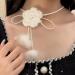 Vsilay Lianxue Adjustable Flower Shape Pendant Necklace - Elegant Floral Choker with Plush Camellia for International Shipping - Buy Online on GoSupps.com