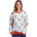 Bigfanshu Womans Fall Clothes 3D Print Christmas Long Sleeves O-Neck Pullover Sweatshirt Blouse Tops Light Blue - Buy Online on GoSupps.com