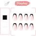 24Pcs Short Coffin French Press on Nails Nude Black Full Cover - Acrylic Fake Nails with Glue Sticker for Women - Buy Online on GoSupps.com