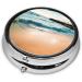 Travel-Friendly Beach Scenery Round Pill Box Organizer | 3 Compartment Portable Pill Storage - Buy Online on GoSupps.com