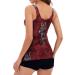 oelaio Tankini Swimsuits for Women Two Piece Bathing Suits Boyshorts Floral Print Tank Top High Waist Swimsuits Padded Push Wine - Buy Online on GoSupps.com