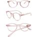 Koosufa Round Anti-Blue Light Reading Glasses for Men & Women | Spring Hinge | Various Strengths | Stylish Transparent Pink - Buy Online on GoSupps.com