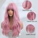 Oefei 24-Inch Long Wavy Pink Wig for Women - Natural Synthetic Heat-Resistant Hair for Daily Party & Cosplay Use - Buy Online on GoSupps.com