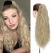 24" Long Ponytail Extensions Yaki Synthetic Claw Clip in Pony Tails Corn Wave Ponytail Curly Hairpiece for Women Ash Blond 24inch (Pack of 1) Yaki-Ash Blond