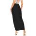 Sanahy Women's Casual Black Maxi Wrap Skirt - Elastic High Waist, Asymmetrical Design - Boho Chic, Beach Style - Size XXL - Buy Online on GoSupps.com