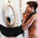 Black Shaving Bib with 2 Suction Cups - Men's Salon Care Smock for Face Trimming and Hair Cutting - Buy Online on GoSupps.com