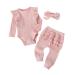 UUAISSO Baby Girls Clothes Cow Letter Print ruffled Long Sleeve Tops and Pants Infant Clothing Outfits Gifts 12-18 Months Pink-S