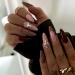 French Tip Press on Nails - Long pointed Press On Nails with Nail Tips Colorful Diamond French False Nail sparkling Deep coffee press on nails Acrylic False Nails Cute Artificial Nails