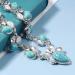 Boho Turquoise Moonstone Teardrop Necklace - Silver Opal Vintage Statement Jewelry - Buy Online on GoSupps.com
