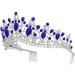 Rhinestone Crystal Queen Tiara Headband - Silver Blue | Perfect for Wedding, Pageant, Birthday Party | Princess Crown for Women and Girls - Buy Online on GoSupps.com