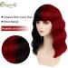 Creamily 14 Inches Black Red Wig for Women Girls Short Curly Synthetic Wig with Bangs Lovely Black and Red Bob Wavy Wig Cosplay Party Halloween Wig for Women E-Black and Red - Buy Online on GoSupps.com
