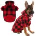 Plaid Dog Hoodie Pet Clothes Sweaters with Hat Large (Pack of 1) Red