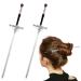2 PACK Chinese Sword Tassel Hair Accessories Sticks for Women Buns with Hair Gems Sword (Silver)