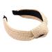 Headbands Women Hair Head Bands Knotted Turban Cute Headbands Straw Boho Twist Hair bands for Women s hair Wide Thick Top Knot Hairbands For Girls (beige)