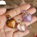 Elegant Heart Stone Essential Oil Pendant Necklace - Roses Amethysts Quartz & Labradorite - Perfect Jewelry Gift for Women - Buy Online on GoSupps.com