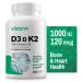 Vitasave Vitamin D3 & K2 Softgels - High Potency 1000 IU D3 & 120 mcg K2 (240 Softgels) 240 count (Pack of 1)