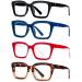 MMOWW 4 Pack Oversized Reading Glasses Oprah Style Fashion Cute Readers for Women Blue Light Blocking +2.5 4 Pcs 2.5 x