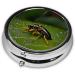 Portable 3-Compartment Round Pill Box Organizer | Insects on Leaves Design | Ideal for Purse & Pocket | International Shipping - Buy Online on GoSupps.com
