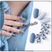 24 Pieces Matte Press On Nails - Blue Short Oval Full Cover Fake Nails with Leopard Print for Wedding Celebrations | Acrylic Nail Tips for Women & Girls - Buy Online on GoSupps.com