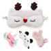 Cute Sleep Mask - Soft and Comfortable Animal Plush Blindfold Eye Cover for Kids Girls Women Great Eyeshade for Travel Shift Work Meditation Washable(White Deer)