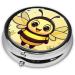 Cute Little Bee Portable Metal Pill Box - Round Mini 3-Compartment Organizer for Small Pills | Travel Essentials | Hinged Fastening Design | Black - Buy Online on GoSupps.com