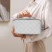 Aucuu Large Capacity Travel Cosmetic Bag for Women Girls PU Leather Waterproof Layered Storage Makeup Bag with Handle Portable Travel Organizer (Checkered White) #14 White-14 - Buy Online on GoSupps.com