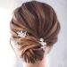 Clataly Bride Wedding Headdress Silver Rhinestone Hairpin Handmade Crystal Pearl Hair Clip Hair Piece U-Shaped Hairpins Hair Accessories