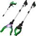 2-Pack Grabber Reacher Tool with Light, 32" Foldable Pick Up Stick Trash Claw Grabber with 90Rotating Anti-Slip Jaw, Strong Magnetic Tip, Reaching Assist Tool for Elderly, Seniors Green