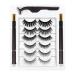 Tdkfdswdoa Magnetic Eyelashes with Magnetic Eyeliner Kit 6 Pairs of Magnetic Eyelashes with Eyeliner 3D False Eyelashes(B)