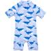 BONVERANO Baby Boys Swimsuit | Short-Sleeve One Piece Swimwear | UPF 50+ Sun Protection | 6-9 Months (Blue Whale) - Buy Online on GoSupps.com
