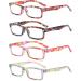 Koosufa Women's Floral Reading Glasses - Retro Designer Anti-Fatigue Rectangular Styles | Strengths 1.0 to 4.0 | 4 Color Set - Buy Online on GoSupps.com