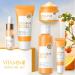 5PCS Vitamin C Skincare Set Complete Face Care Kit with Cleanser Toner Serum Eye Cream and Face Cream Moisturizing Anti-Aging Skin - Buy Online on GoSupps.com