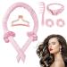 Heatless Curlers Headband 6pcs Heatless Hair Curlers Heatless Curls Hair Curler No Heat Overnight Sleeping Self Grip Hair Roller Waves with Hair Claw Rod Headband Roller Comb(Pink)