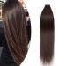 Elailite invisible tape in extensions real hair - real hair extensions tape - remy real human hair - 20pcs tape extensions hair extension 35cm 20g #02 dark brown